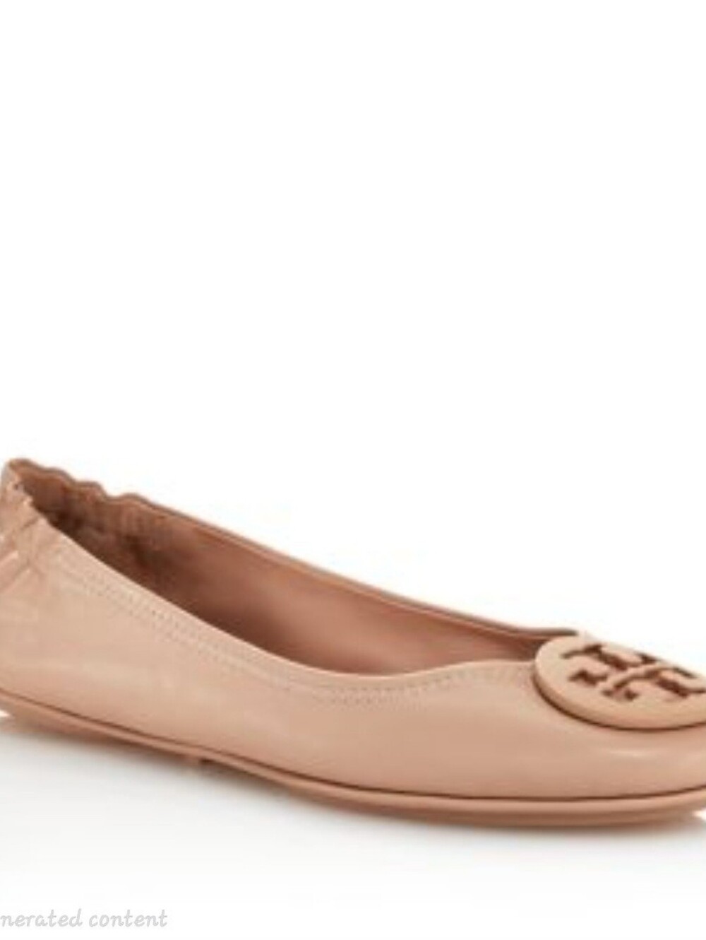 TORY BURCH Logo Minnie Travel Ballet Flat Logo - Nude - Size 7.5